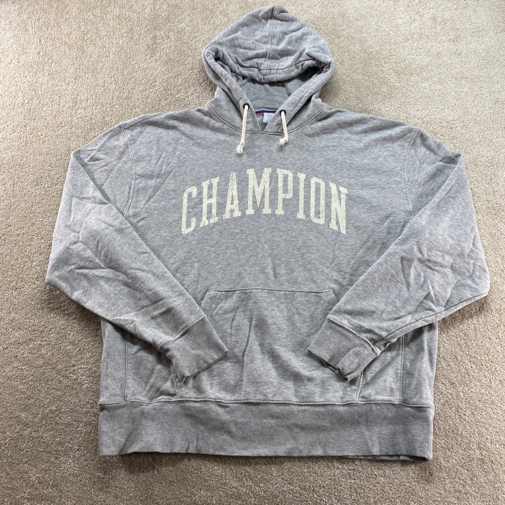Champion Sweatshirt Mens XL Gray Authentic Athleticwear Hoodie Center Logo